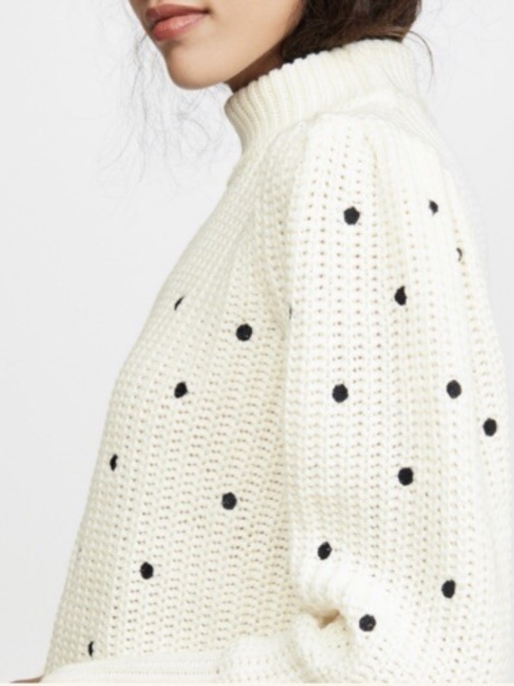 English Factory Ivory Black Embroidered Polka Dot Sweater - size XS - NWT - Picture 2 of 6